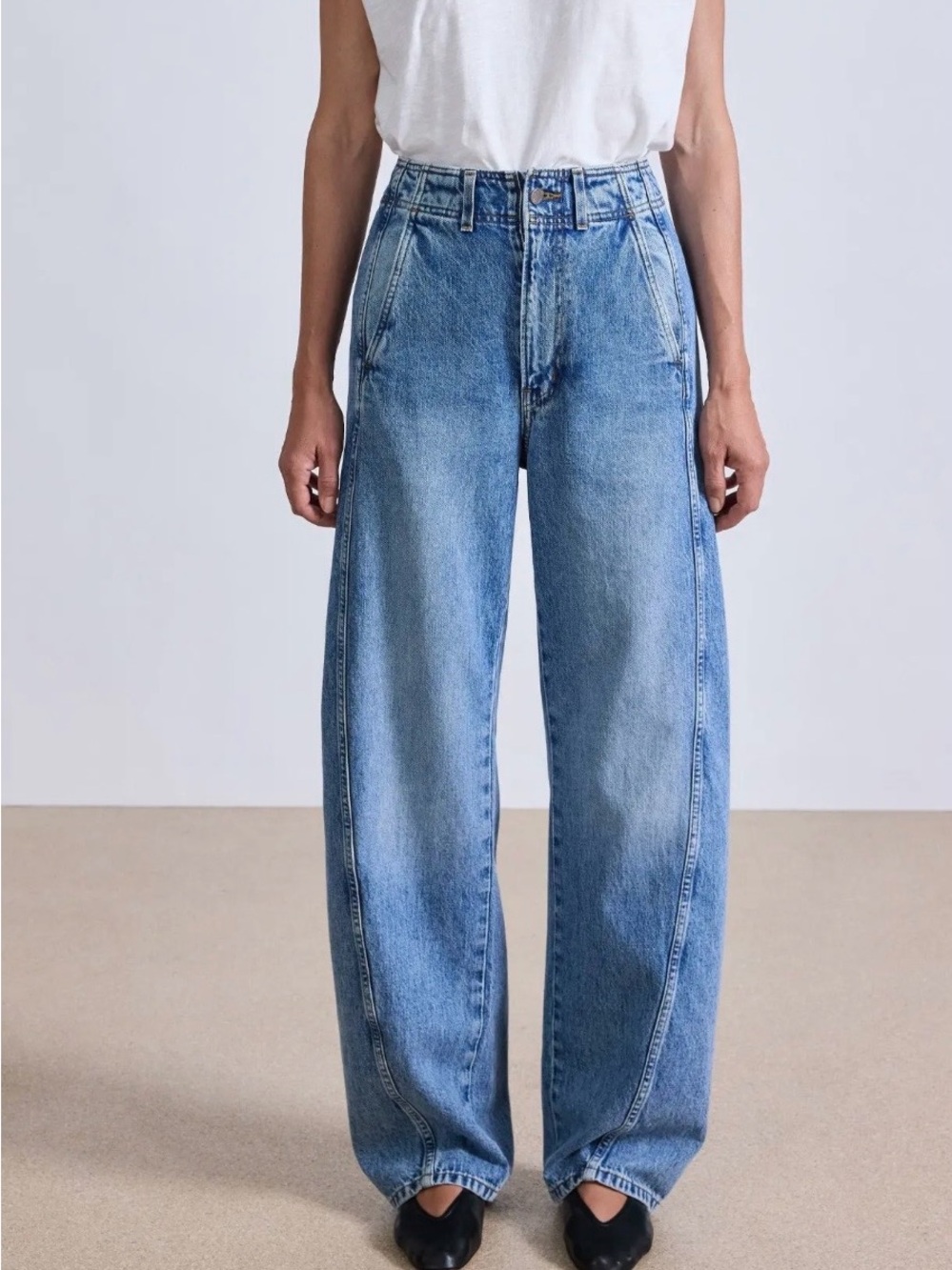 Apiece Apart Wide-Leg High-Rise Jeans in Light Blue